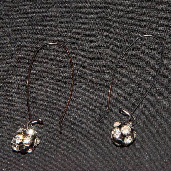 Vintage Diamante Disco Ball Drop Earrings - Picture 2 of 2